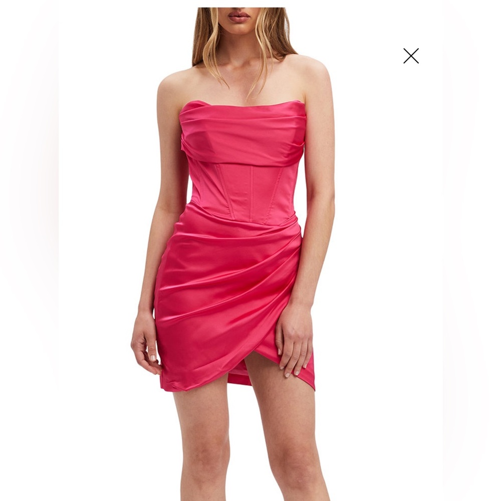 Bardot Fuchsia Asymmetrical Satin Skirt